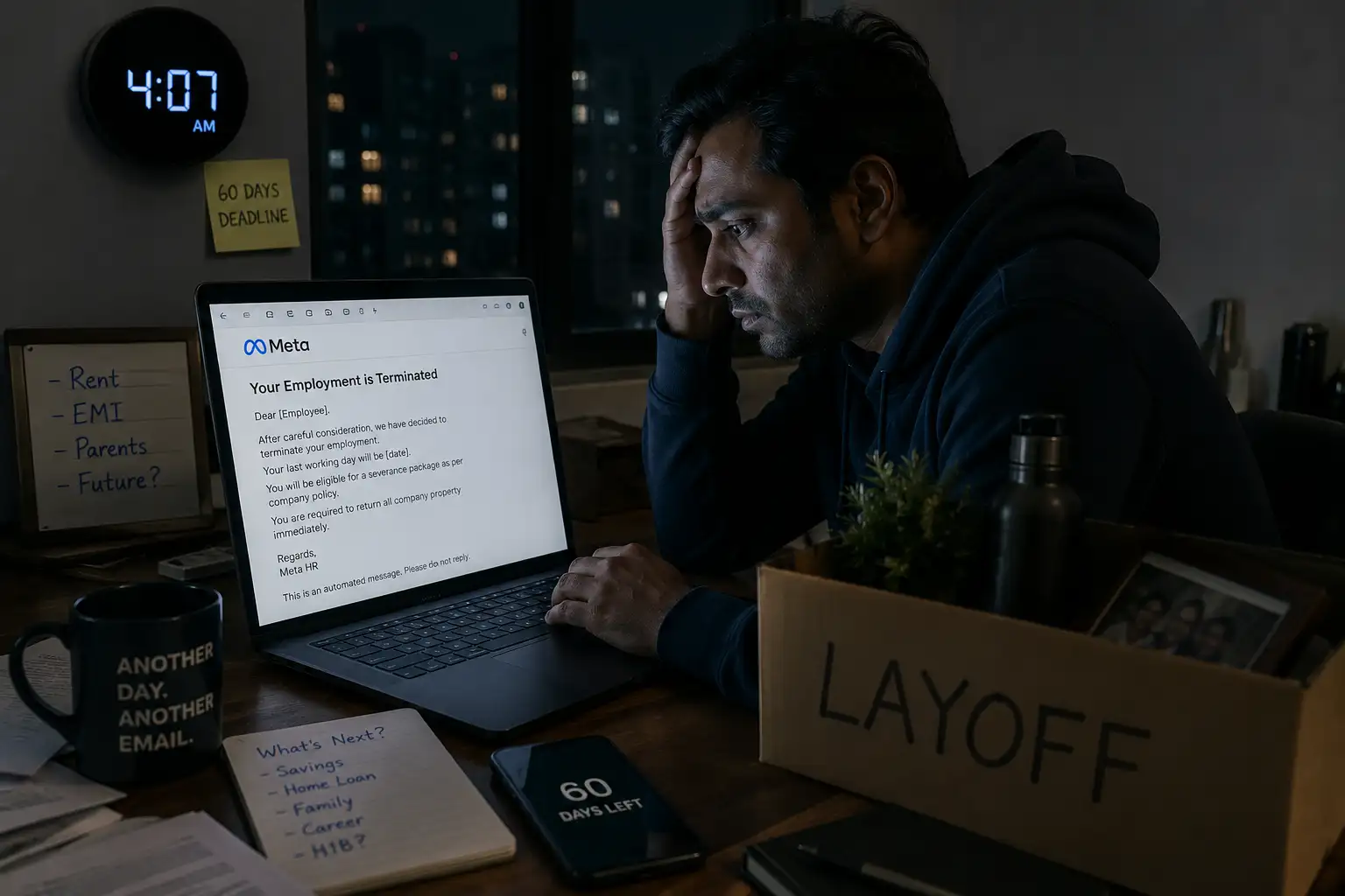 4 AM Layoff Emails and a 60-Day Visa Deadline Leave Indian Employees Struggling After Meta Job Cuts