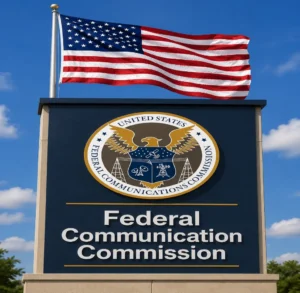 Create a United States Flag above the flag create another image uploaded, Federal Communication