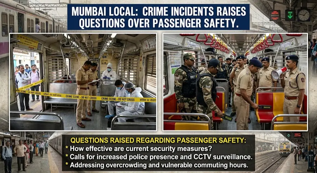 Mumbai Local train Murder, Create a realistic image of this topic And Police are doing Safety