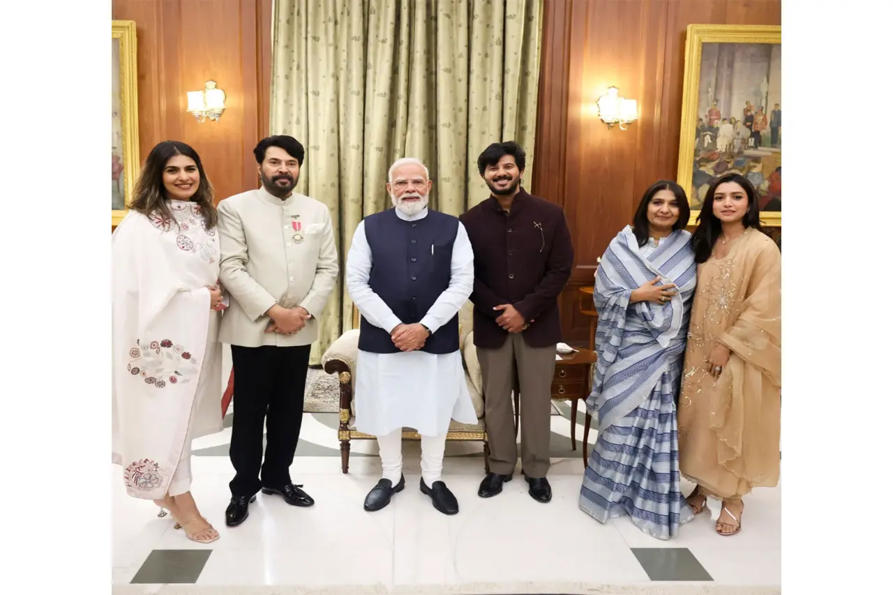 PM Modi Meets Mammootty and His Family Following the Actor’s Padma Bhushan Honour