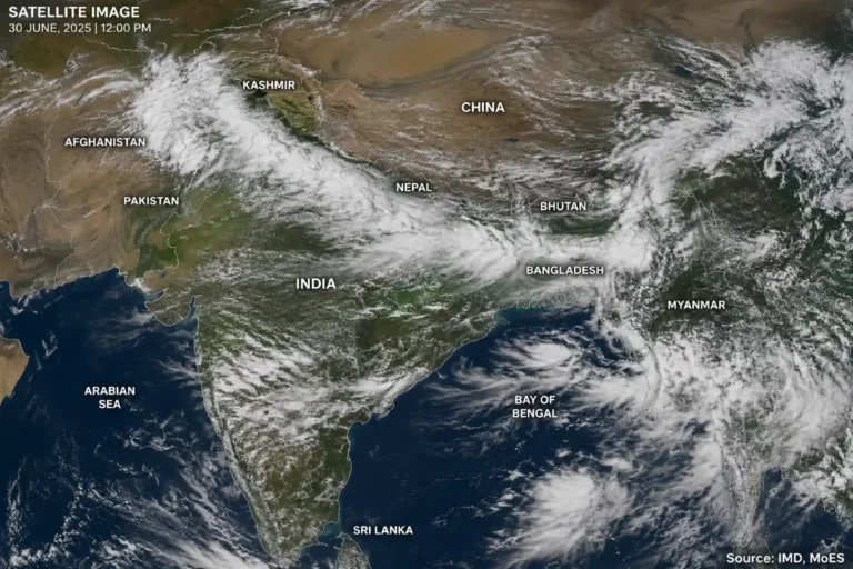 Satellite captures 1,500-km-long monsoon rain band from Bengal to Kashmir