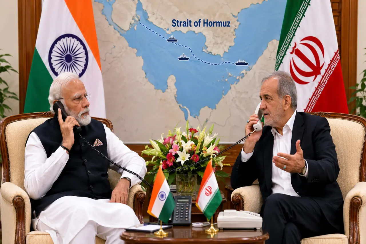PM Modi Talks to Iranian President, Calls for Peace in Middle East and Free Movement Through Hormuz Strait